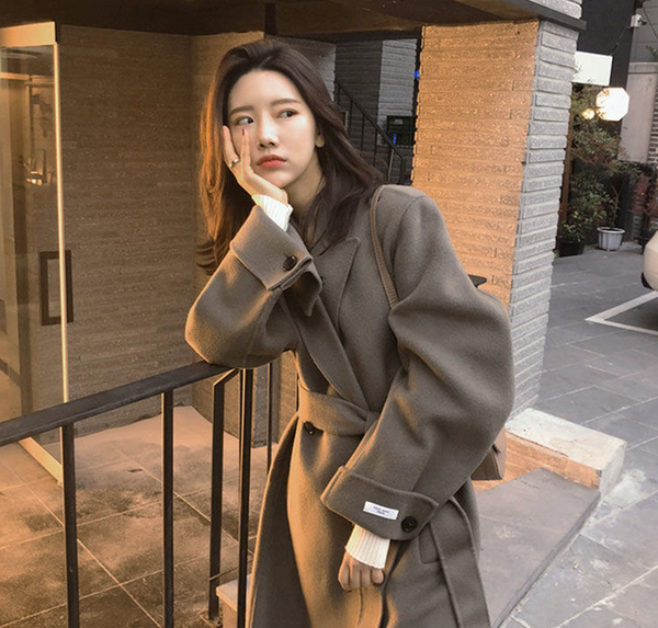 100% Double Faced Virgin Wool Belted Coat – MyDearCloset