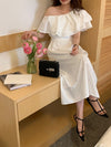 Drop Shoulder Ruffled Cotton Dress