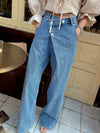 Asymmetric Wrap-Waist Wide-Leg Jeans