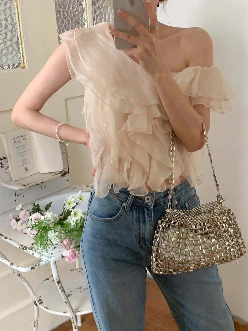 One-Shoulder Ruffle Blouse