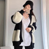 Black & White Faux Mink Cashmere Open Cardigan