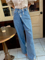 Asymmetric Wrap-Waist Wide-Leg Jeans