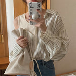 Designer Asymmetric Drop Shoulder Striped Shirt