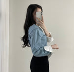 Asymmetrical Color Block Wrap Blouse