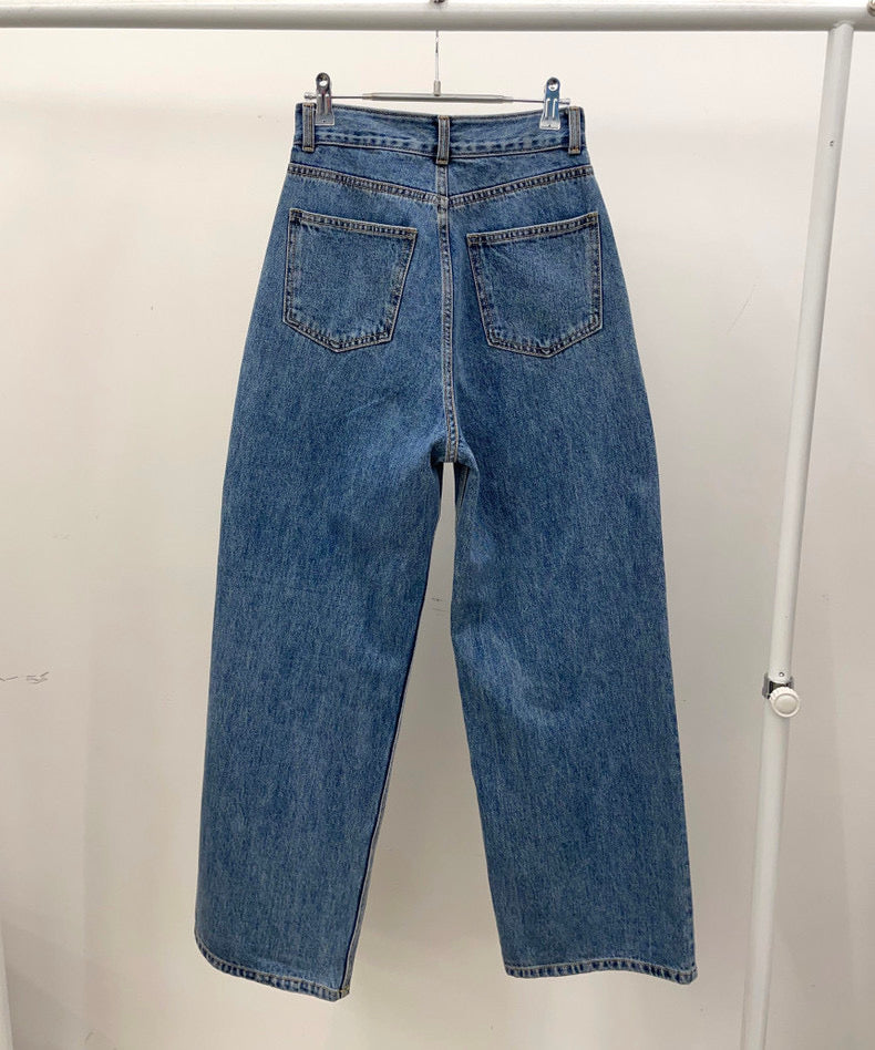 Asymmetric Wrap-Waist Wide-Leg Jeans