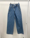 Asymmetric Wrap-Waist Wide-Leg Jeans