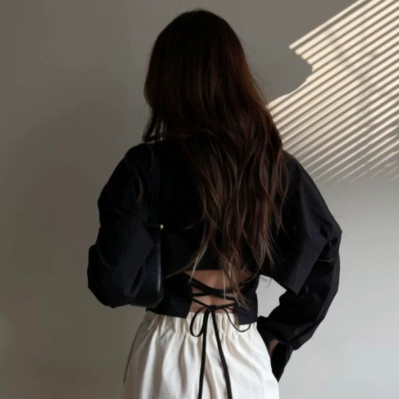 Kpop Back Lace-Up Designer Shirt