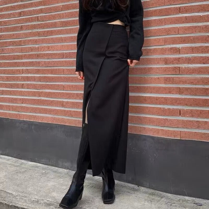 Korean Style Designer Asymmetrical Split Midi Dress