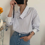 Designer Side Button Striped Blouse