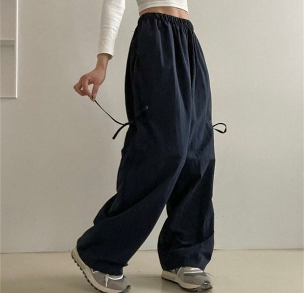 Baggy Pants with Bowknot Ribbon