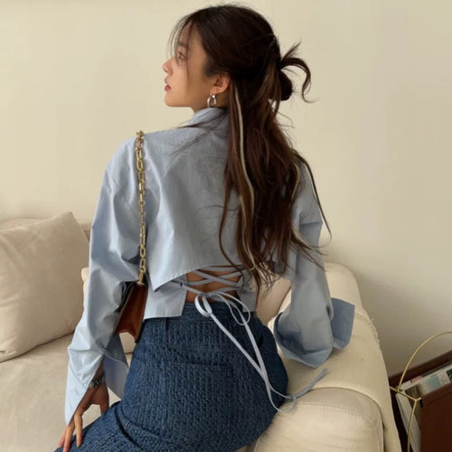 Kpop Back Lace-Up Designer Shirt