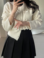 Round Neck Bowtie Ribbon Cardigan