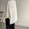 Oversized Pleated Back Button-Up Shirt