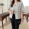 Classic Round Neck Tweed Short Sleeve Jacket