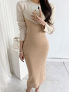 Long Sleeve Color Contrast Knit Dress