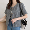 Classic Round Neck Tweed Short Sleeve Jacket