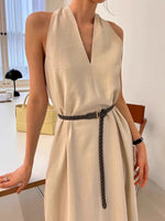 Elegant Halter Neck Midi Dress