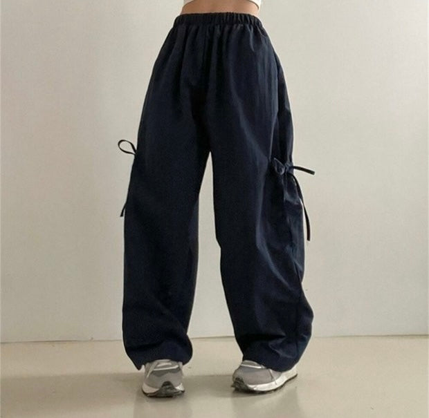 Baggy Pants with Bowknot Ribbon