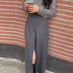 Korean Style Designer Asymmetrical Split Midi Dress