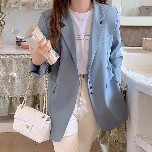 Korean Style Oversized Blazer with Small Front Buttons