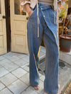 Asymmetric Wrap-Waist Wide-Leg Jeans