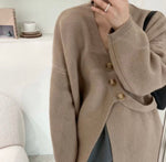 Soft Knit Designer V-Neck Side Button Sweater