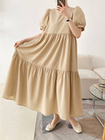 Korean Style Tiered Relaxed Midi Dress