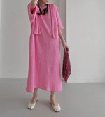 Korean Style Lettered Knit Dress with Cape