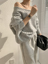 Asymmetrical Drop Shoulder Soft Sweater