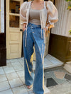 Asymmetric Wrap-Waist Wide-Leg Jeans