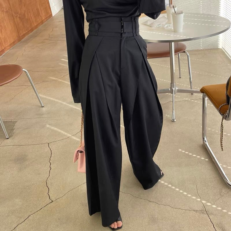 Highwaist Pleated Wide Leg Dress Pants