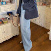 Wide Leg Heart Denim Jeans