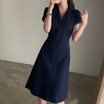 Elegant Polo Collar Midi Dress