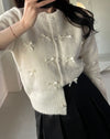 Round Neck Bowtie Ribbon Cardigan