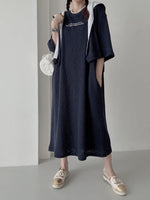 Korean Style Lettered Knit Dress with Cape