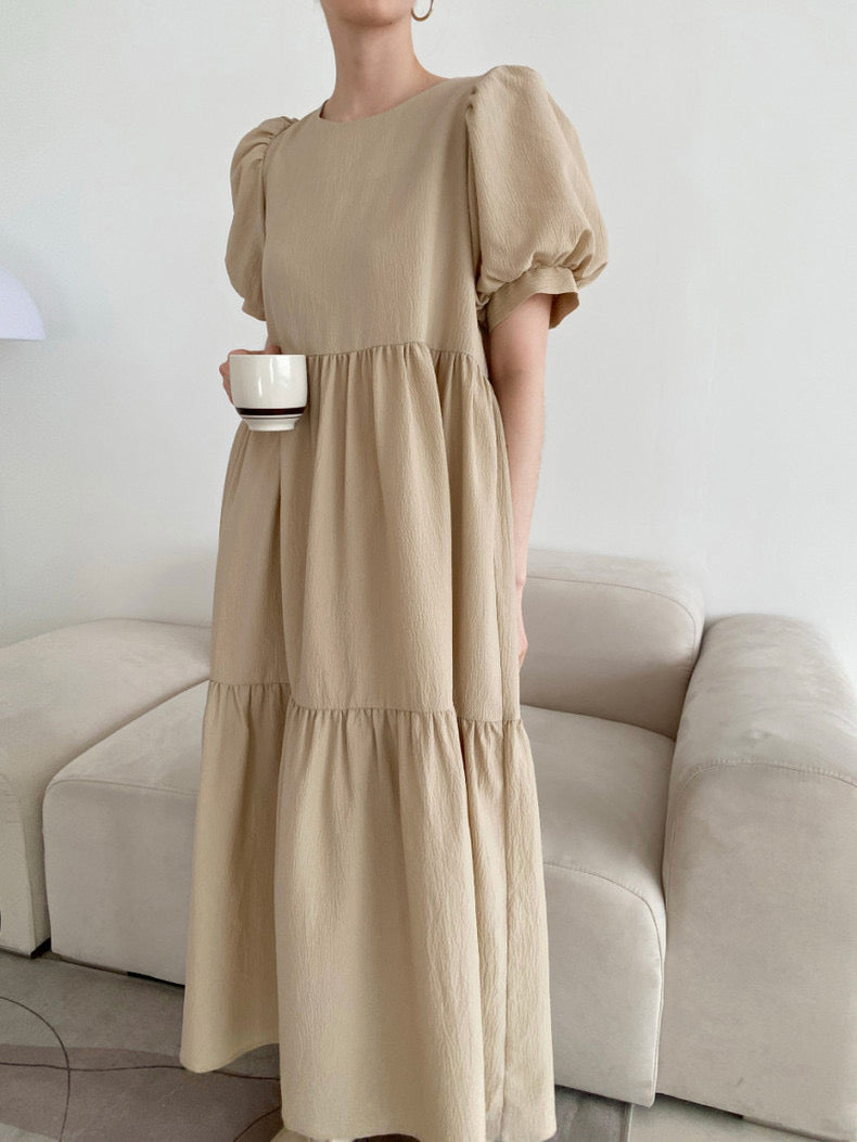 Korean Style Tiered Relaxed Midi Dress