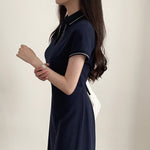 Elegant Polo Collar Midi Dress