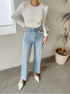 Pearl-Embellished High-Waisted Jeans