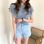 Elegant Ruffled Cap Sleeve Knit Top