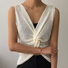 Front Knot Loose Knit Tank Top