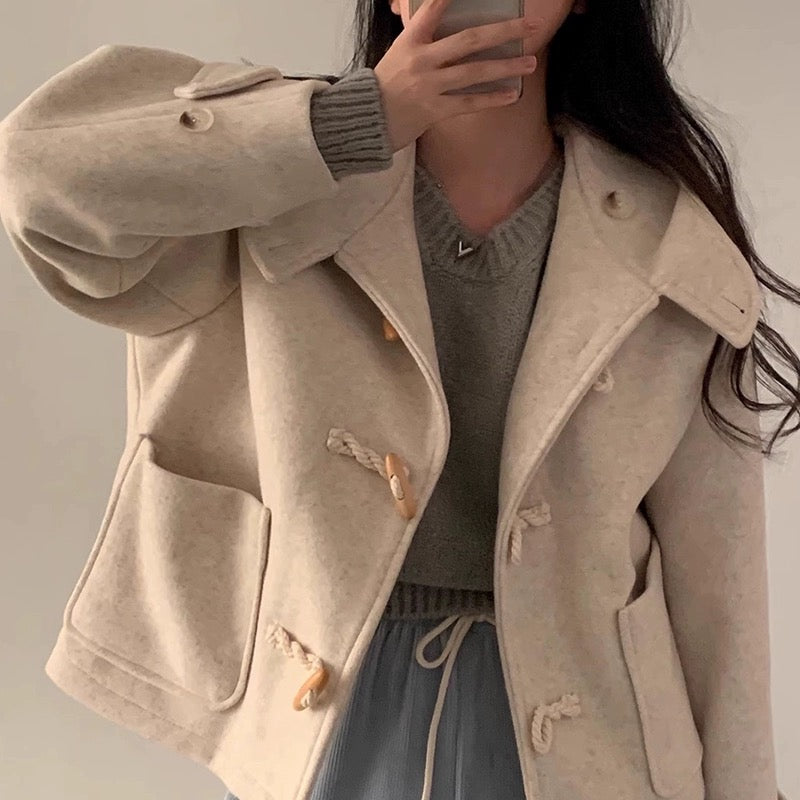 Wool Blended Short Duffle Coat