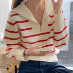 Zip Collar Striped Sweater