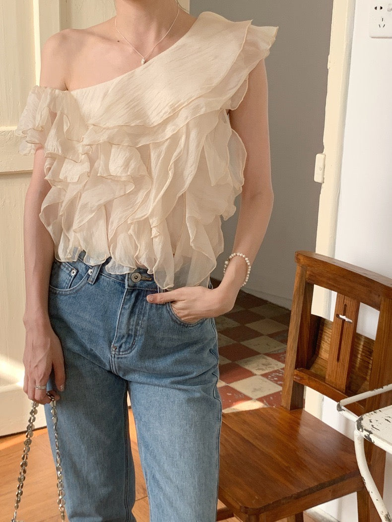 One-Shoulder Ruffle Blouse