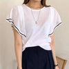 Elegant Ruffled Cap Sleeve Knit Top