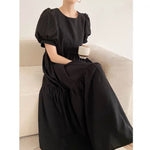 Korean Style Tiered Relaxed Midi Dress