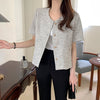 Classic Round Neck Tweed Short Sleeve Jacket