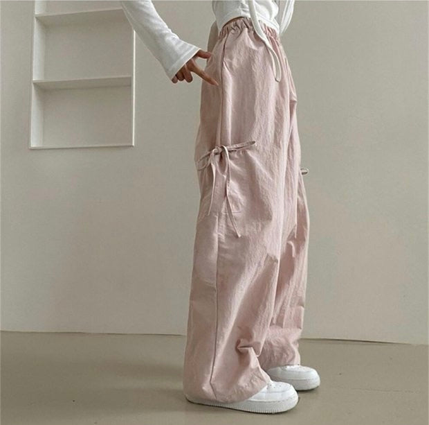 Baggy Pants with Bowknot Ribbon