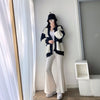 Black & White Faux Mink Cashmere Open Cardigan