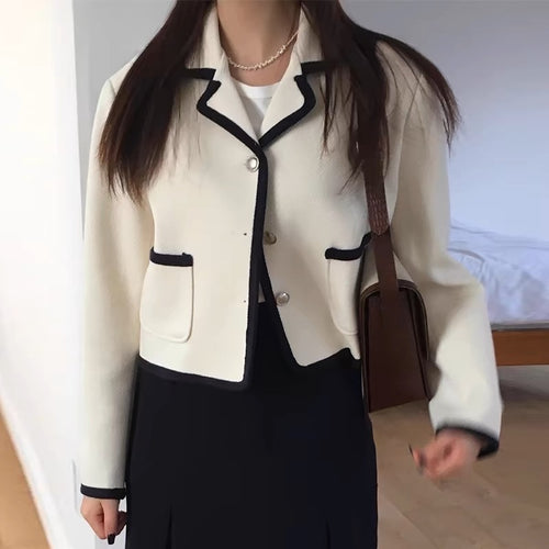 Audrey Casual Tweed Blazer with Contrasting Trim