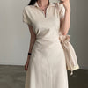 Elegant Polo Collar Midi Dress